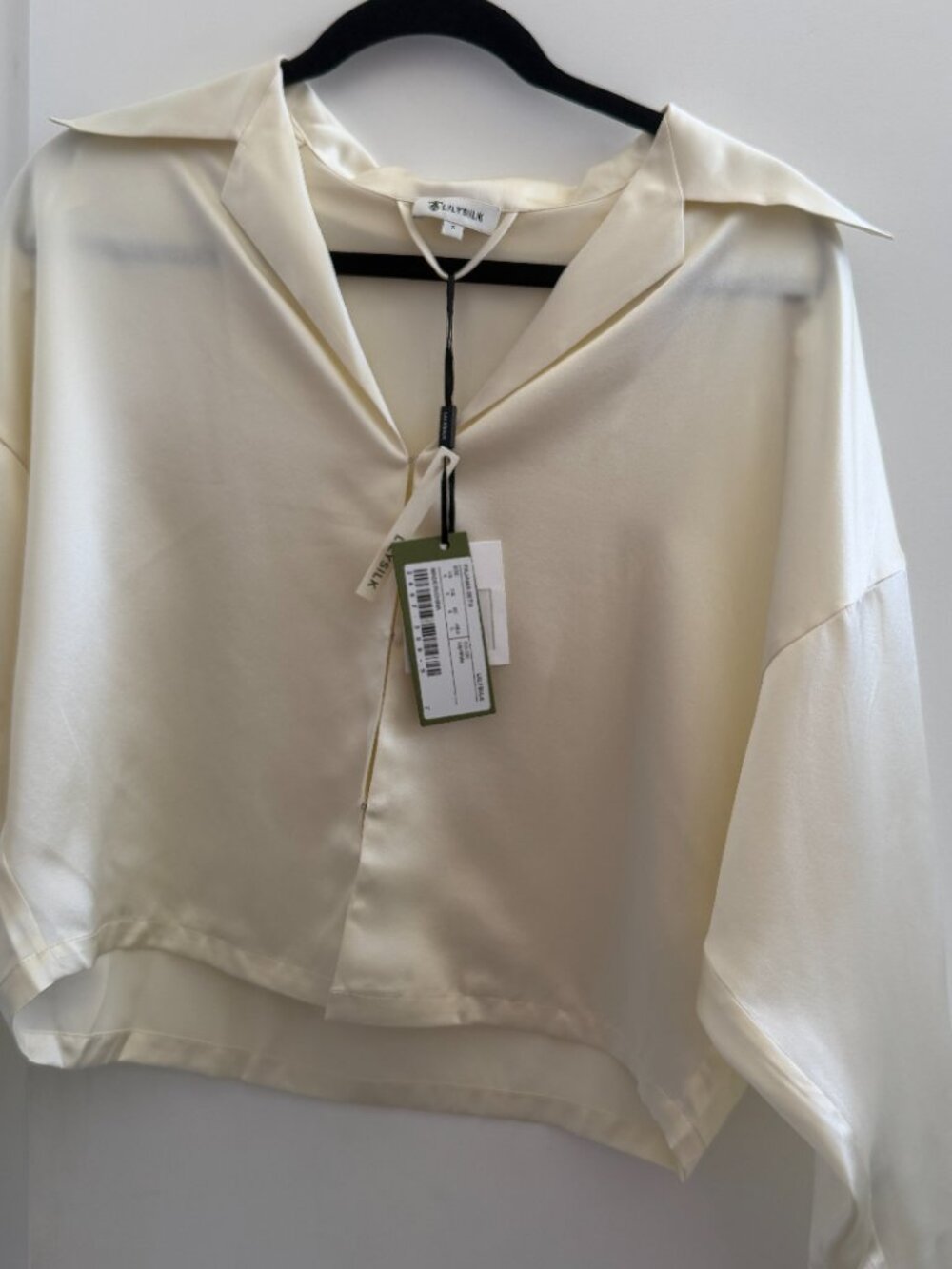 LILYSILK Jasmine 100% Silk Charmeuse Pajama Set Lily White S NWT - Picture 4 of 8
